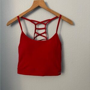 Lorna Jane activewear sports Red Strappy Back Crop Top tank medium used